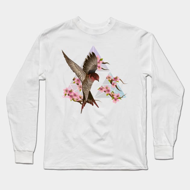 Swallow Landing Long Sleeve T-Shirt by v.caia